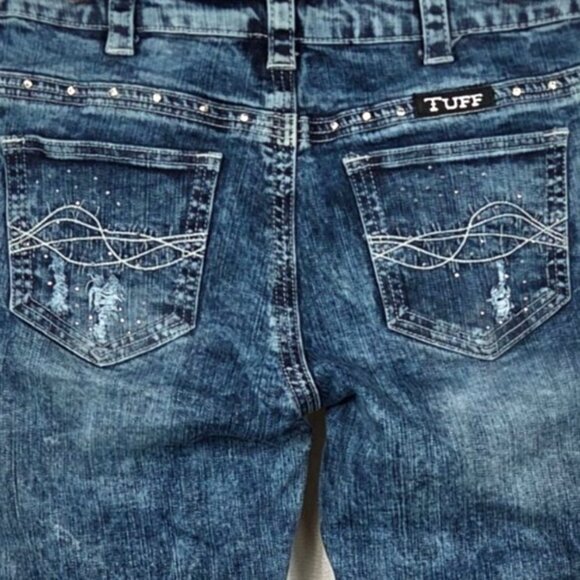 Cowgirl Tuff Womens Distressed Bootcut Jeans W29 L31 W Embroidered Back Pockets - Picture 4 of 9